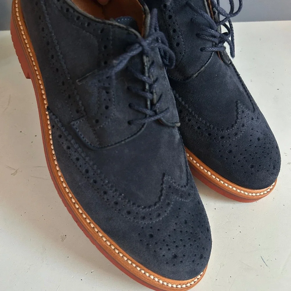 J. Crew dress shoes Men's 8.5 Oxford Ludlow‎ Suede Leather Blue Preppy Career